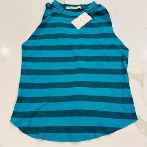 Free People We the Free The Twist Stripe Tank Top XS Jungle Teal Boho Brand New